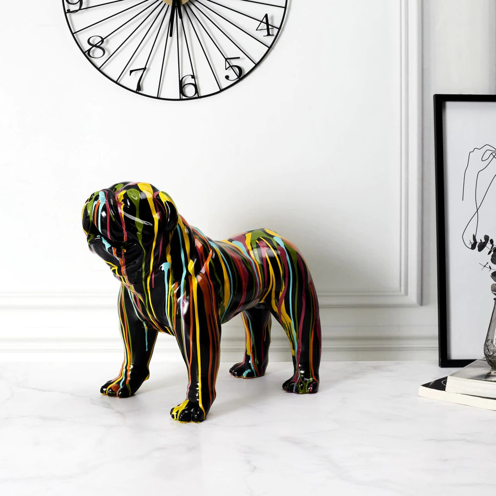 Dekoratyvinė figūrėlė „Molosse“ – juodas spalvingas anglų buldogas (50 cm)