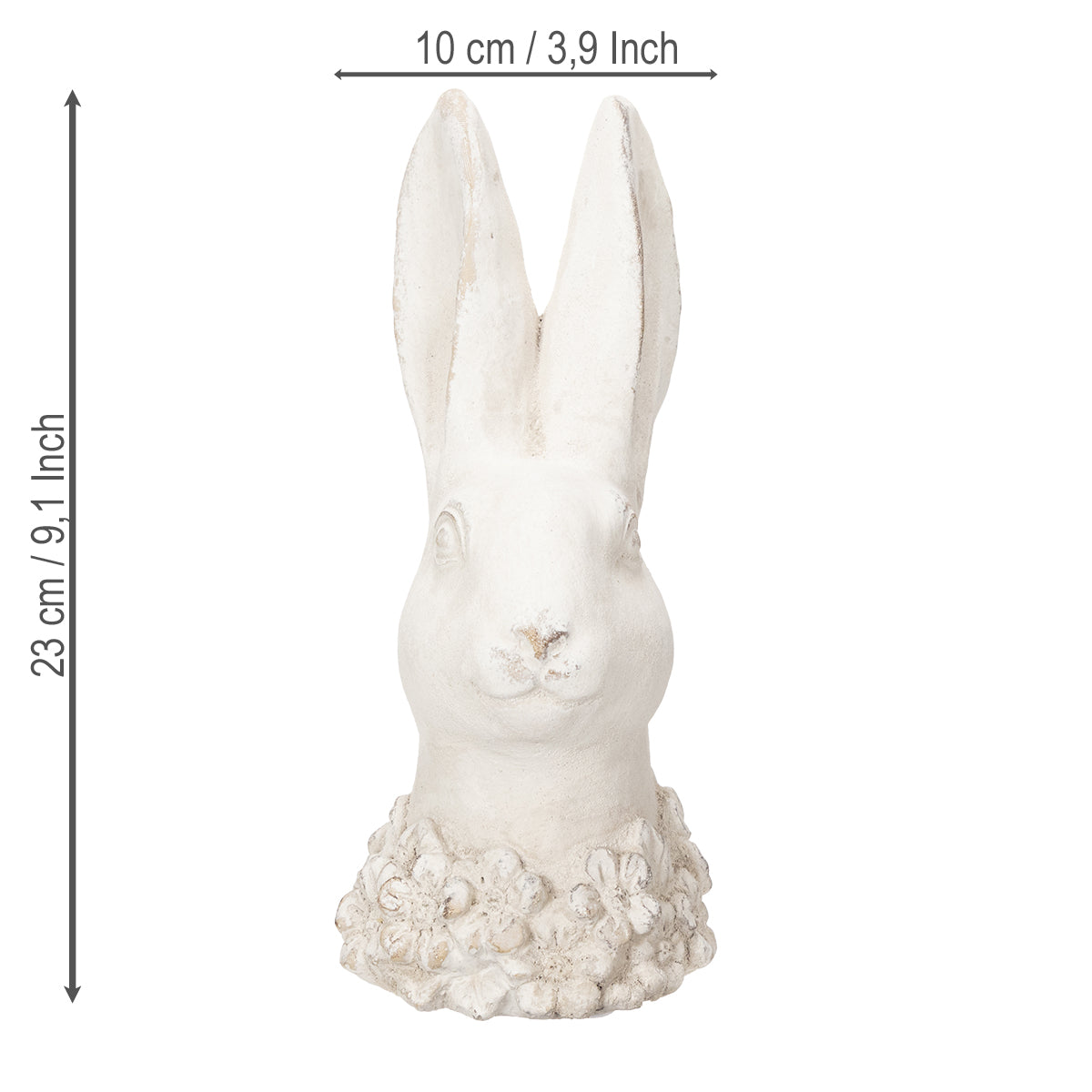 Dekoratyvinis triušis su gėlių vainiku – 23 cm