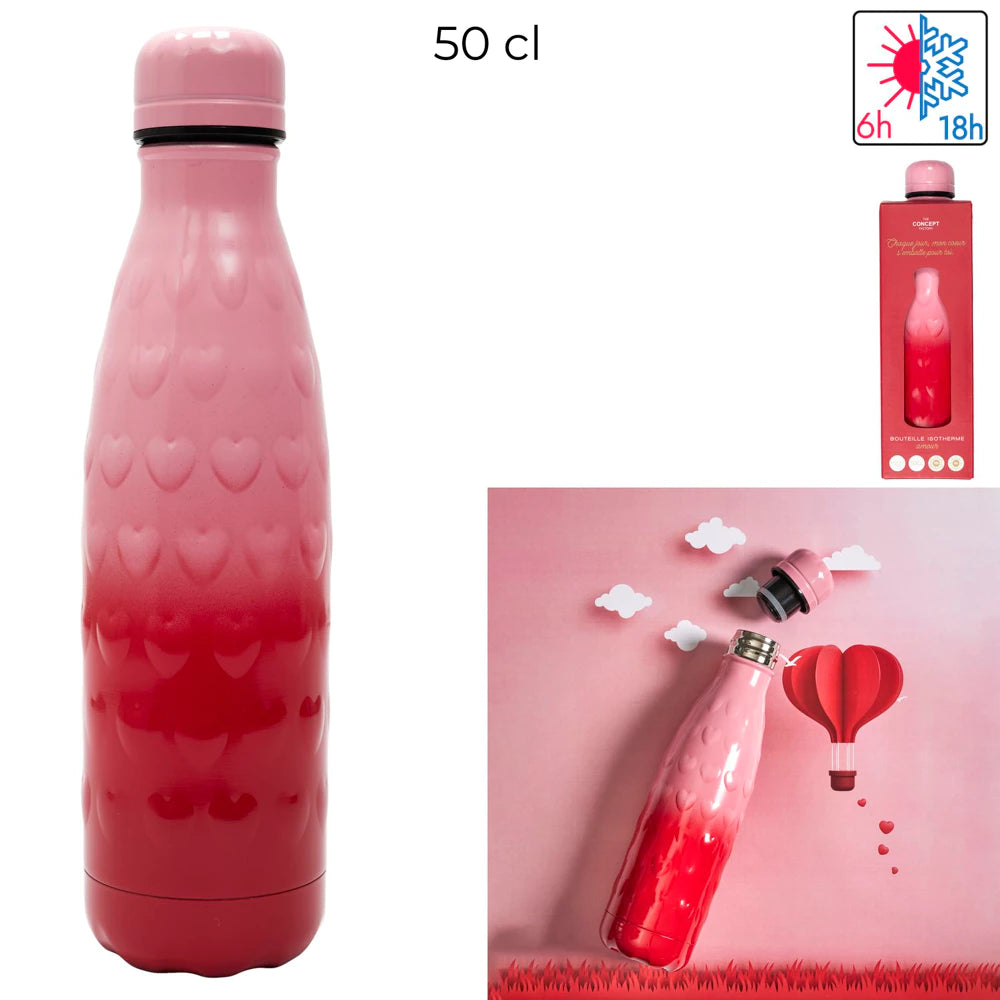 Reljefinis izoterminis butelis Širdelė ( 500 ml)