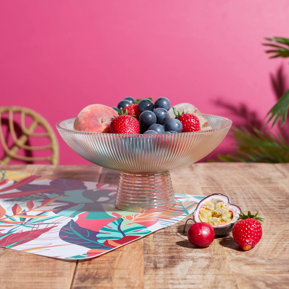 Vaisių dubuo ant kojelės, gintaro spalvos (1,1 l)