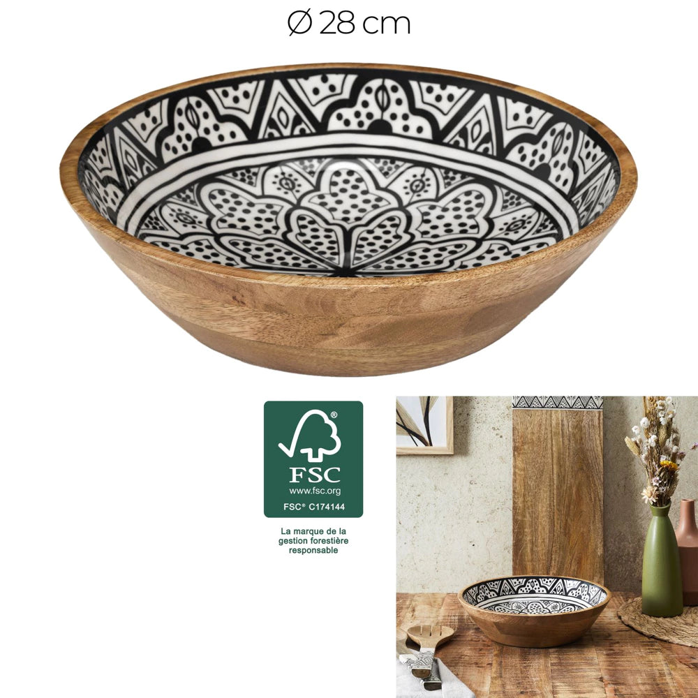 Salotų dubuo „Dune Black“ (mango mediena, Ø28 cm)