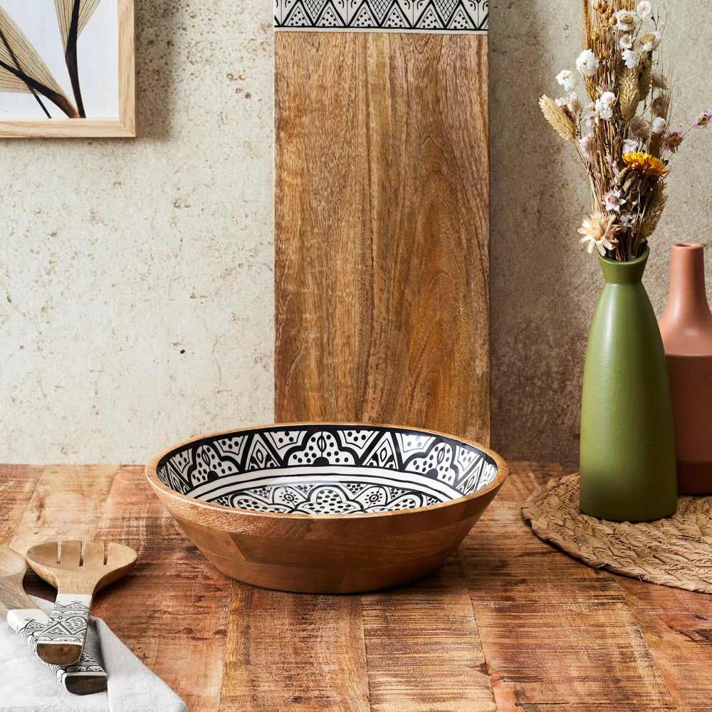 Salotų dubuo „Dune Black“ (mango mediena, Ø28 cm)