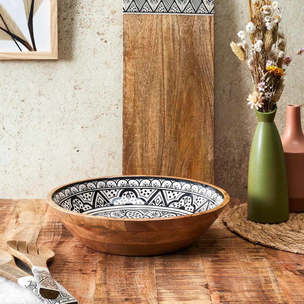 Salotų dubuo „Dune Black“ (mango mediena, Ø33 cm)