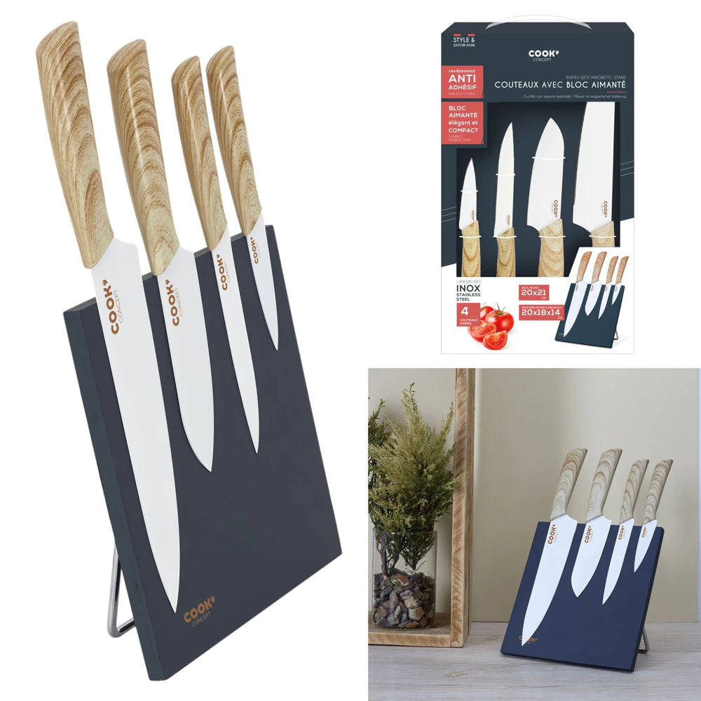 4 peilių rinkinys su magnetiniu laikikliu