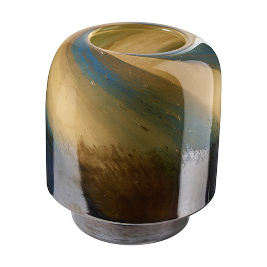 Stiklinė vaza – subtilus modernumo akcentas ( 16,5 cm (D) x 22 cm (A), ruda )