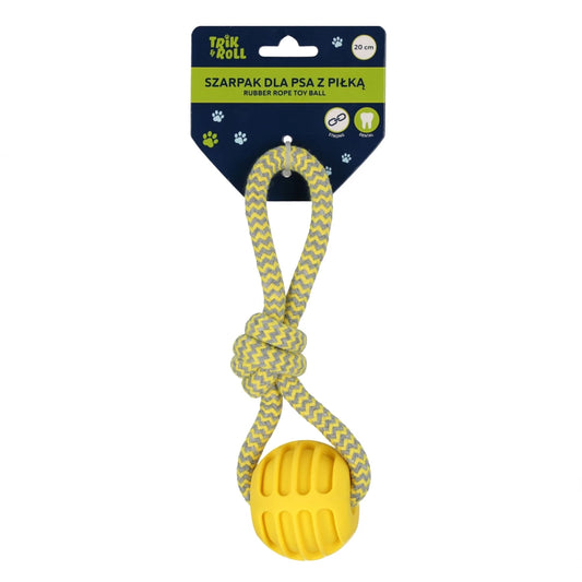 Šunų žaislinis kamuoliukas vilkimui Tug Ball geltonas, 20 cm