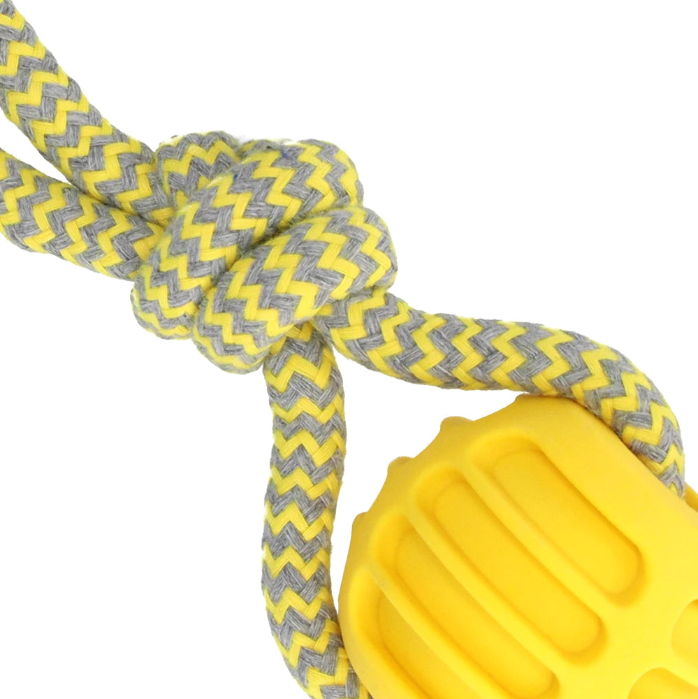Šunų žaislinis kamuoliukas vilkimui Tug Ball geltonas, 20 cm
