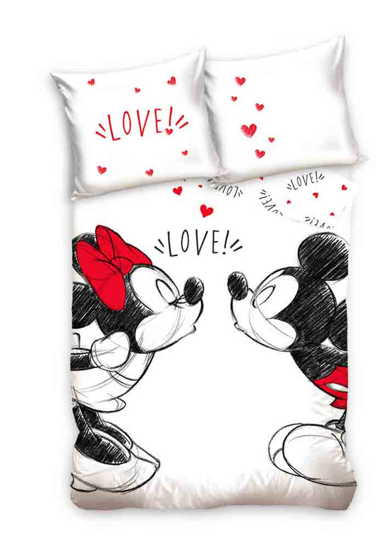 Vaikiškas patalynės komplektas Disney Minnie Bučiniai ir Meilė (140x200 cm, 2 dalių)