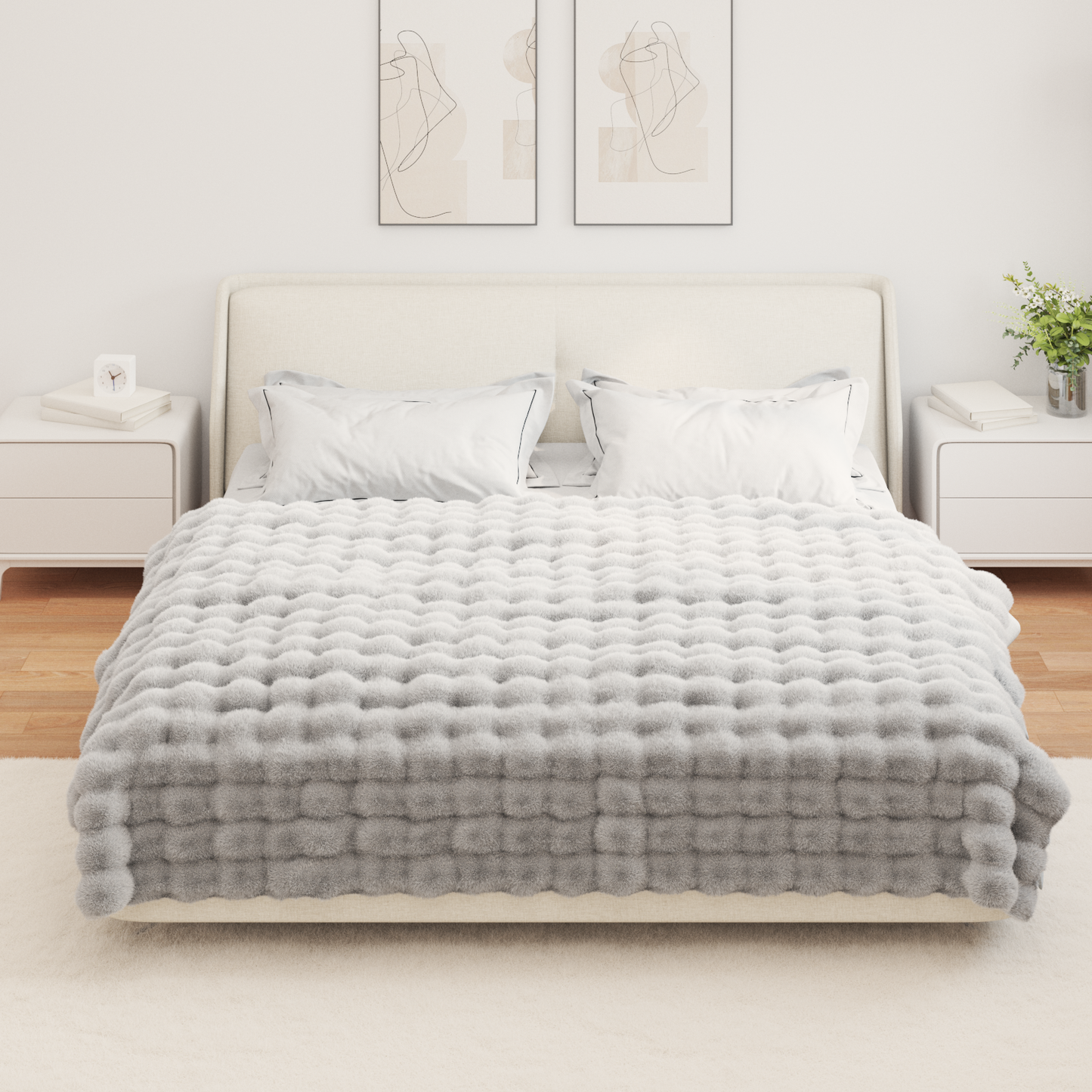 Neslystanti antklodė iš dirbtinio triušio kailio Olite 4 pcs