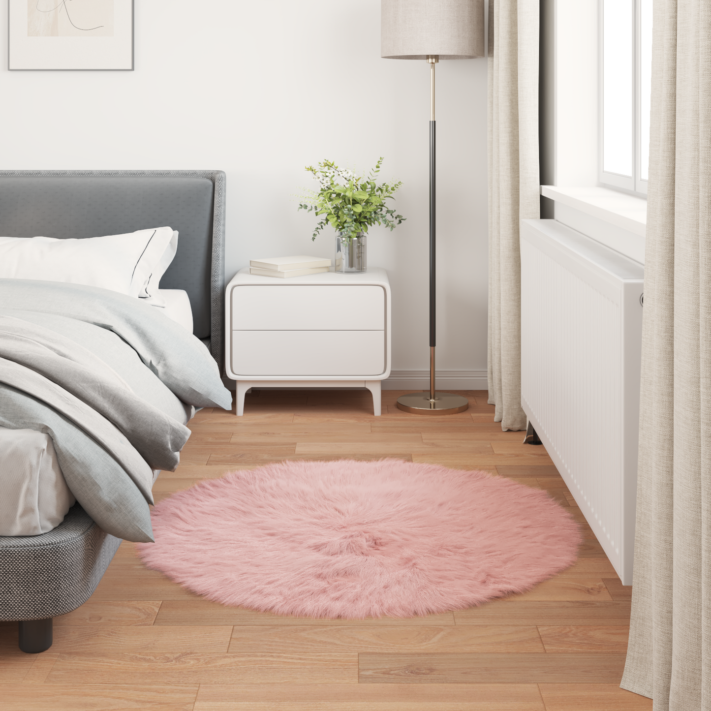 Dirbtinio avikailio kilimas Tafalla Rožinė Ø 80 cm Poliesteris