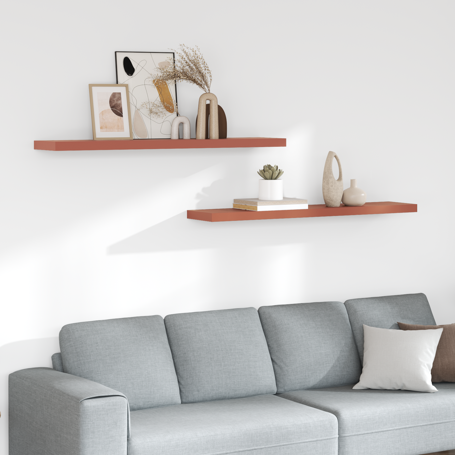 Sieninės lentynos su saugykla 2 pcs Raudona 120 x 23,5 x 4 cm