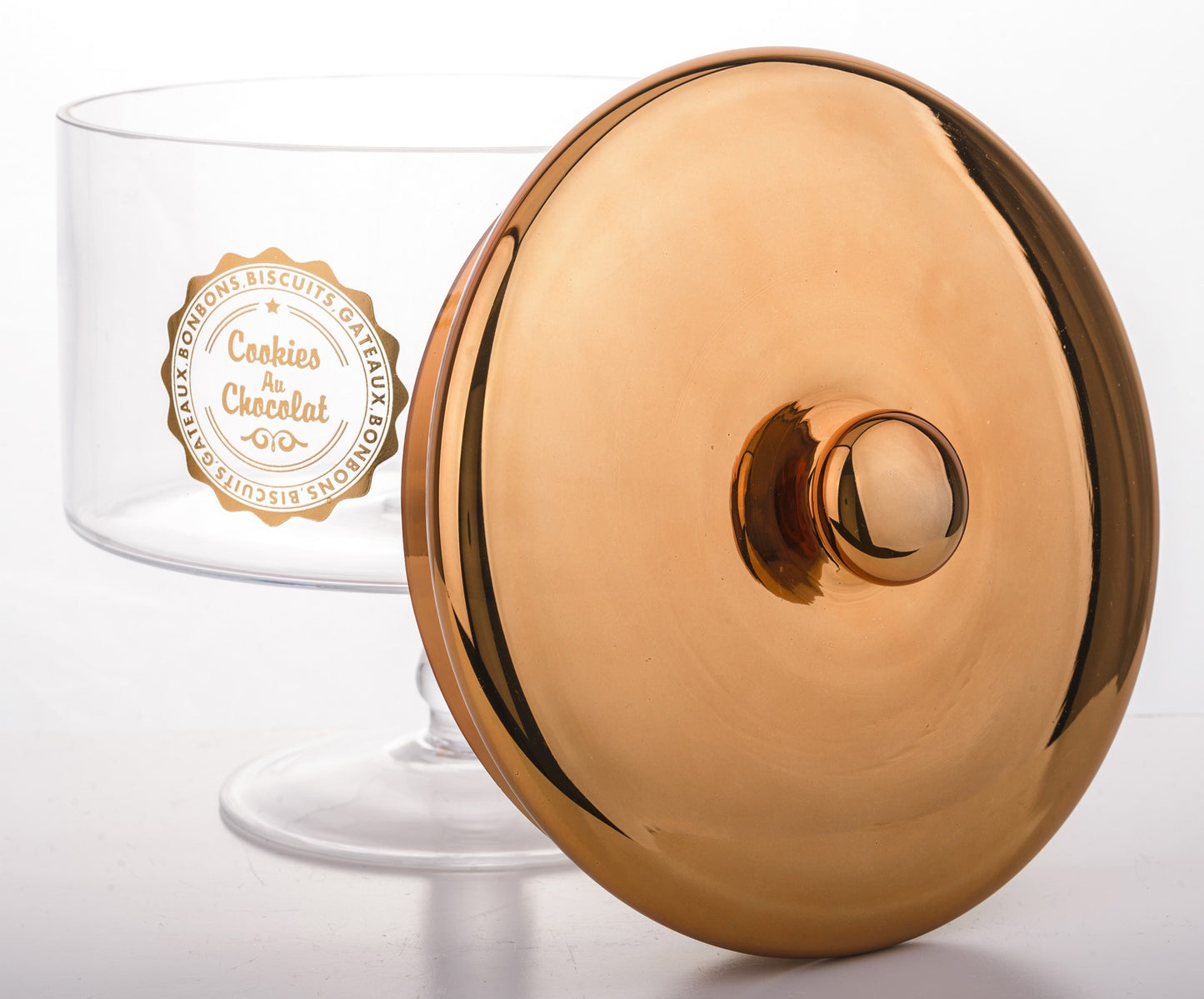 Dekoratyvinis stiklinis indas su dangčiu (Vario spalva)