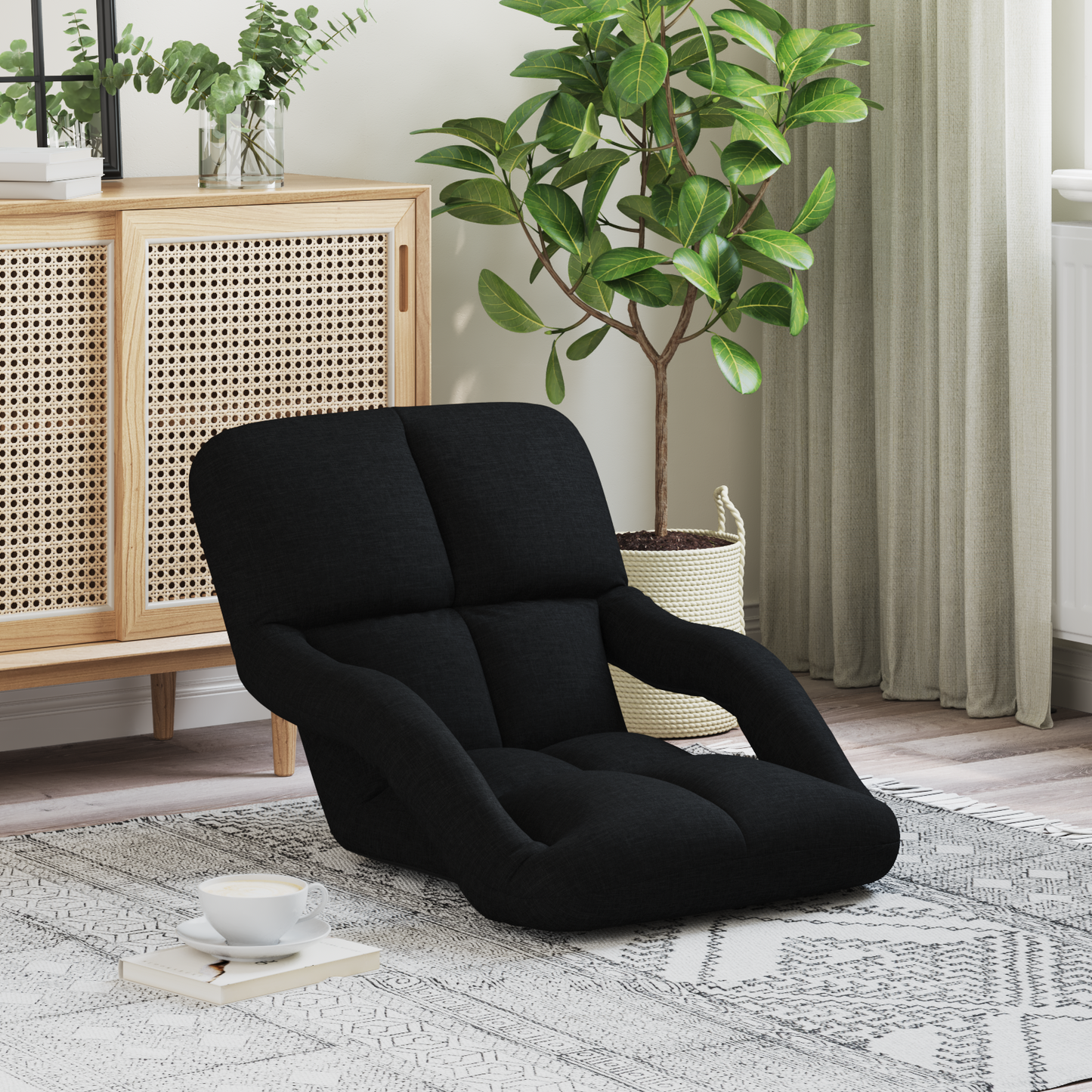 Reguliuojamas grindų fotelis Juoda 58 x 62 x 58 cm Audinys