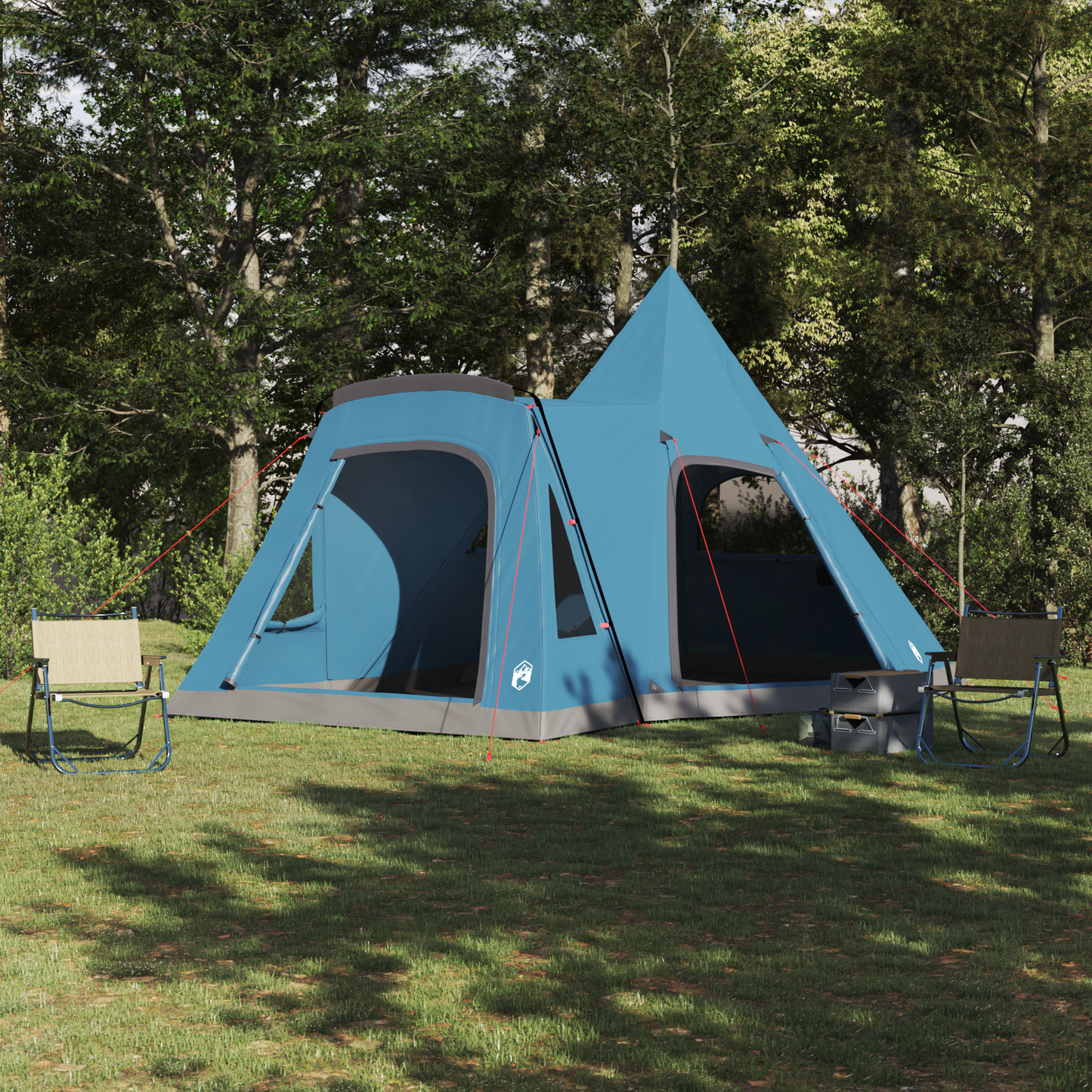 Teepee palapinė 5 žmonėms su stogu Mėlyna 545 x 450 x 295 cm