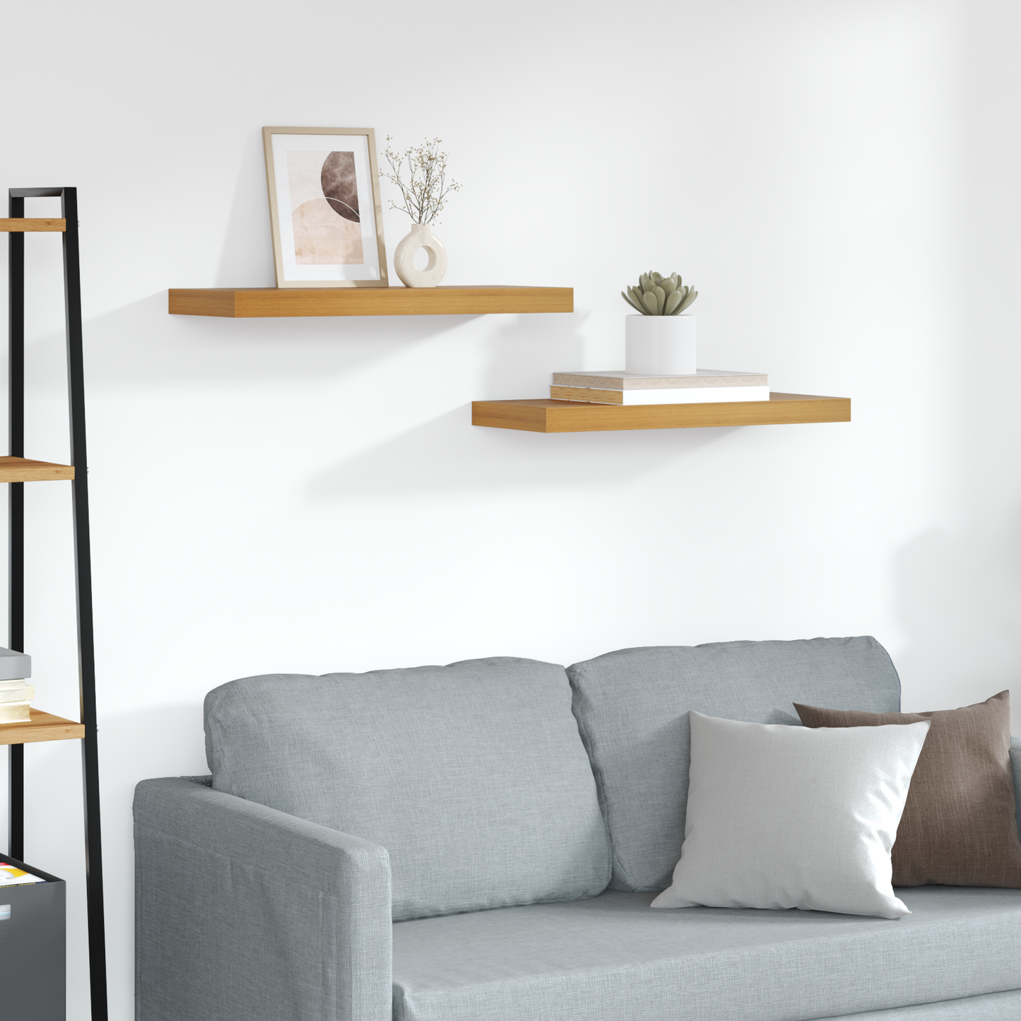 Sieninės lentynos 2 pcs Ruda 60 x 23,5 x 4 cm Apdirbta mediena