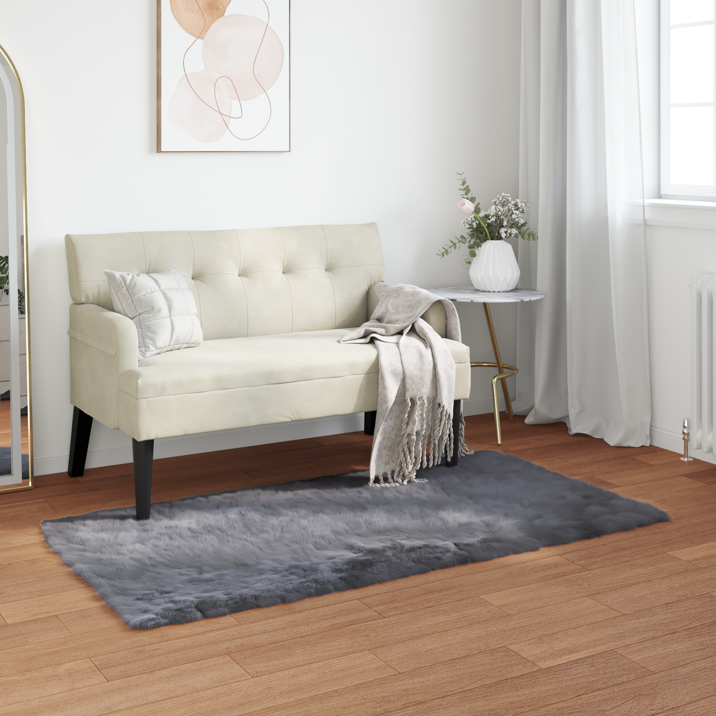 Dirbtinio avikailio kilimas Tafalla Antracitas 60 x 110 cm