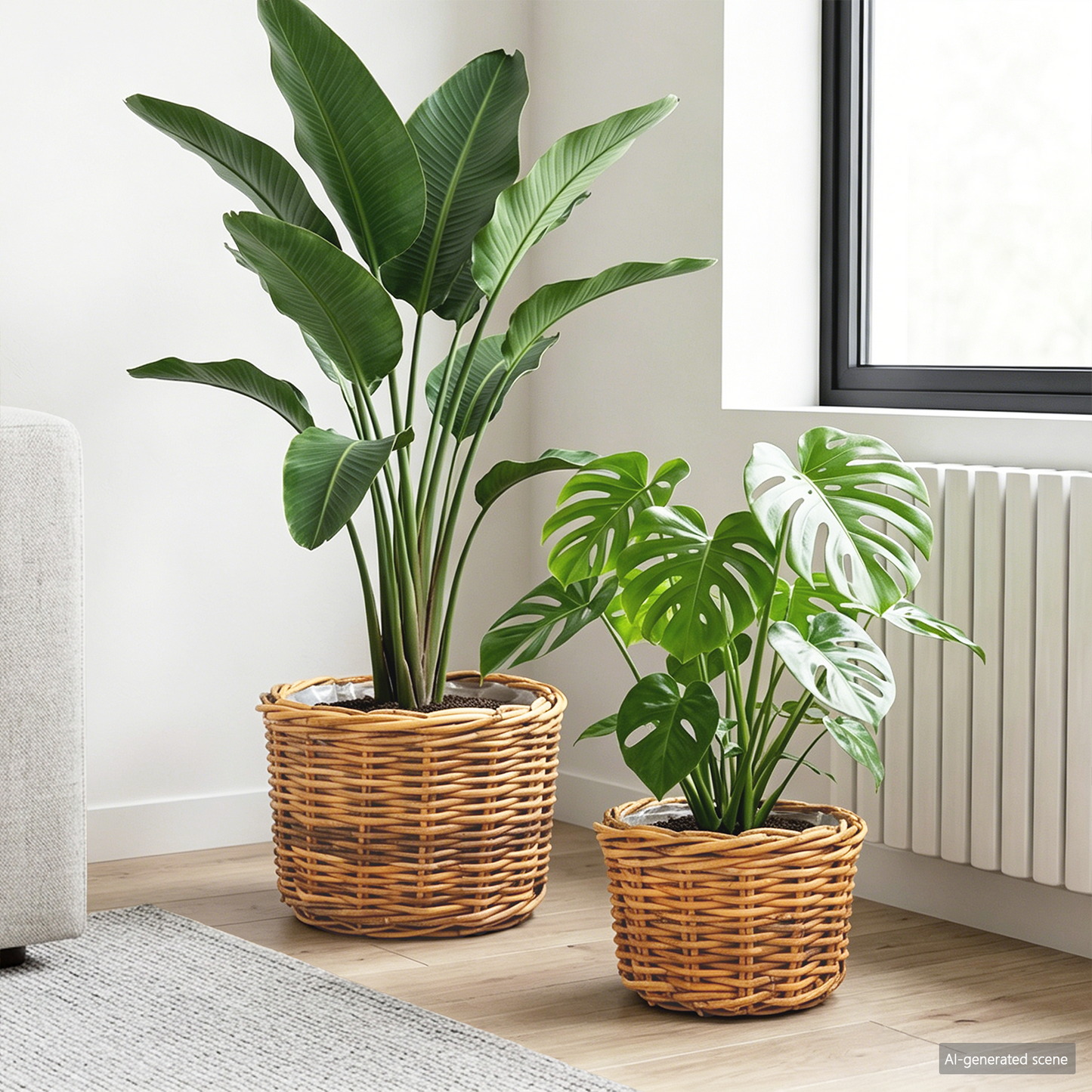 Gėlių krepšys su saugykla 2 pcs Ruda Kubu ratanas