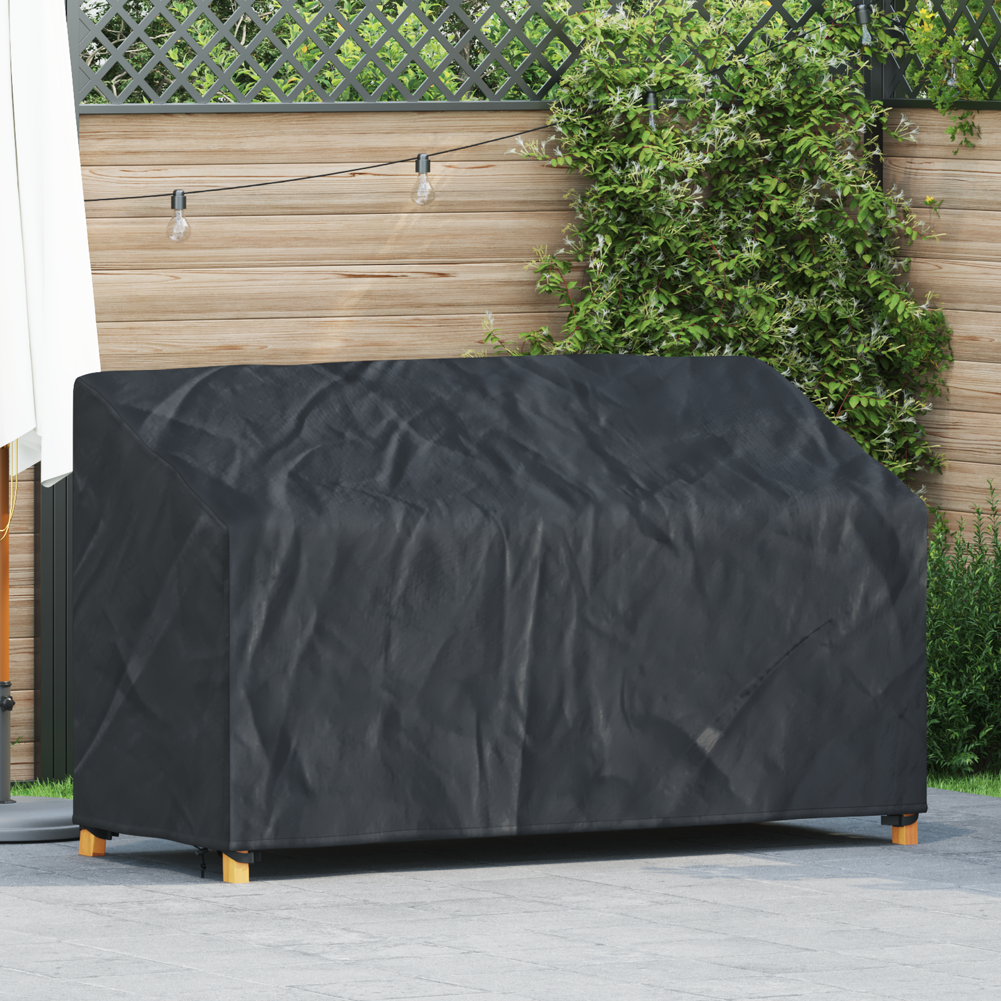 Sodo suolelio uždangalas Juoda 165 x 70 x 65 / 94 cm 210D audinys