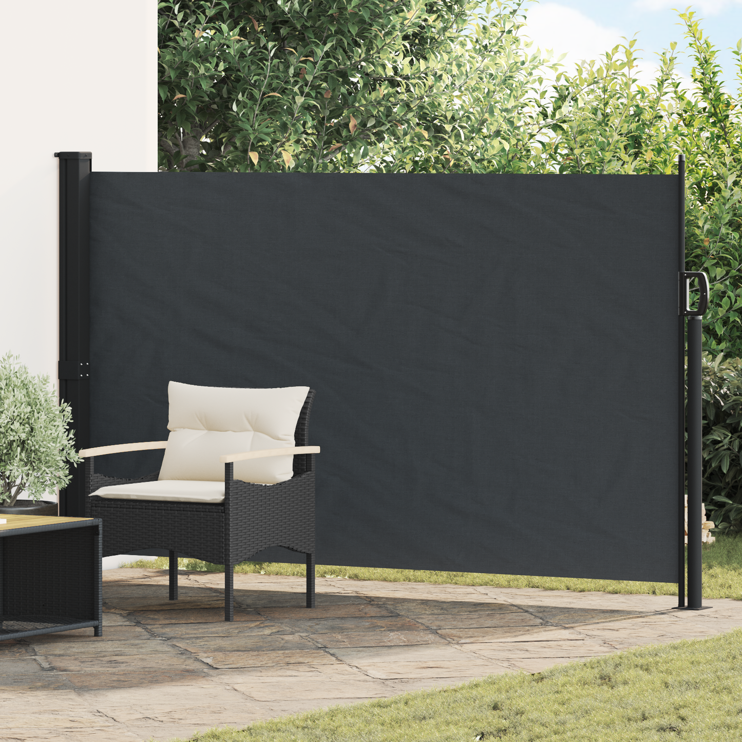 Ištraukiama šoninė užuolaida Juoda 300 x 170 cm Poliesteris