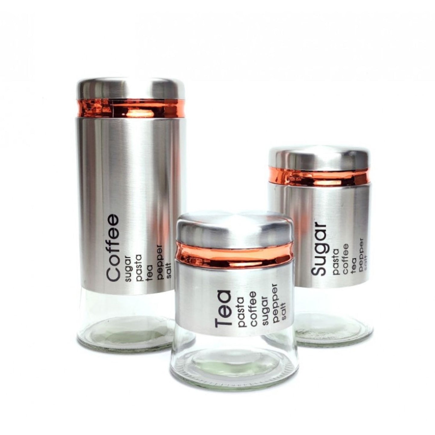 Stiklinių indų rinkinys birių produktų laikymui (3 vnt.)