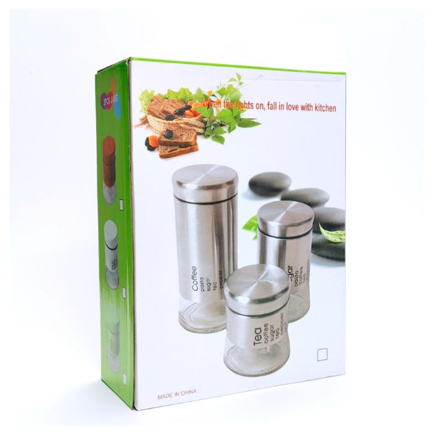 Stiklinių indų rinkinys birių produktų laikymui (3 vnt.)