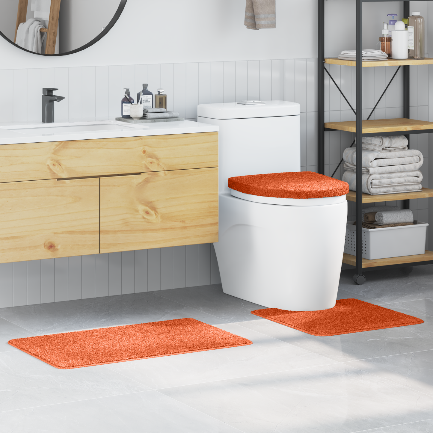 Antisklidus vonios kilimėlių rinkinys 3 pcs Oranžinė PP