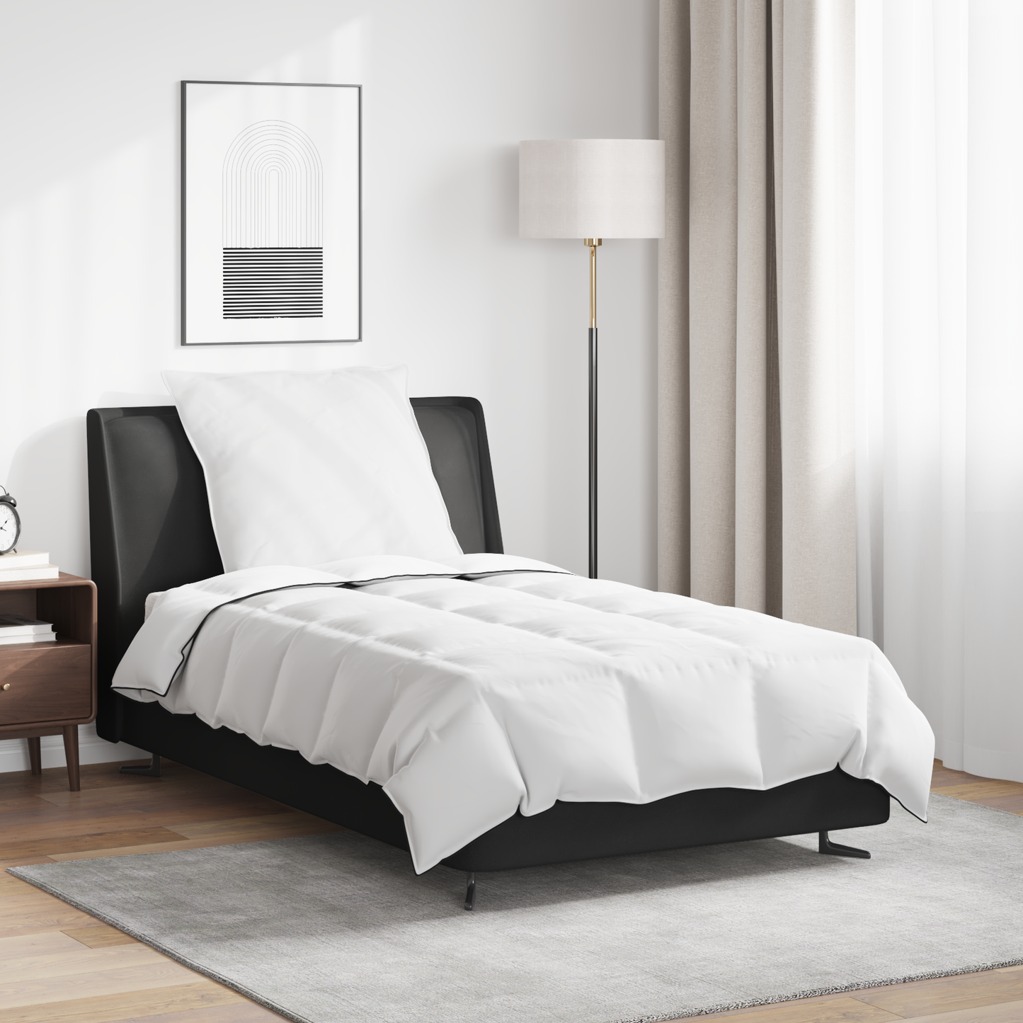 Antklodė su pagalve 2 pcs Balta 135 x 220 cm Pūkai