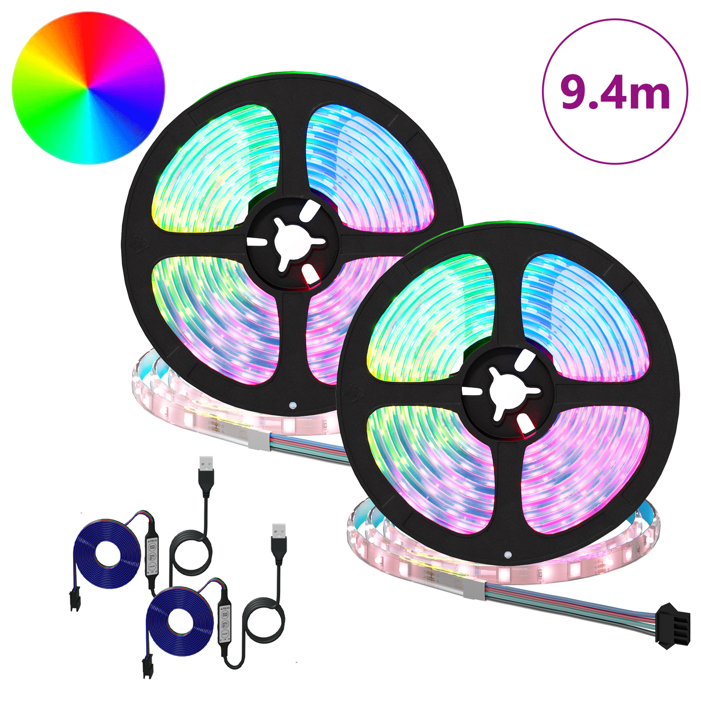 LED juosta 4 pcs Juoda ir permatoma 470 x 0,8 x 0,3 cm
