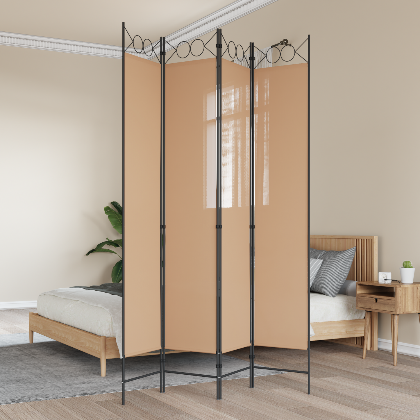 4-skydelis kambario skirstytuvas Smėlio 160 x 220 cm Audinys