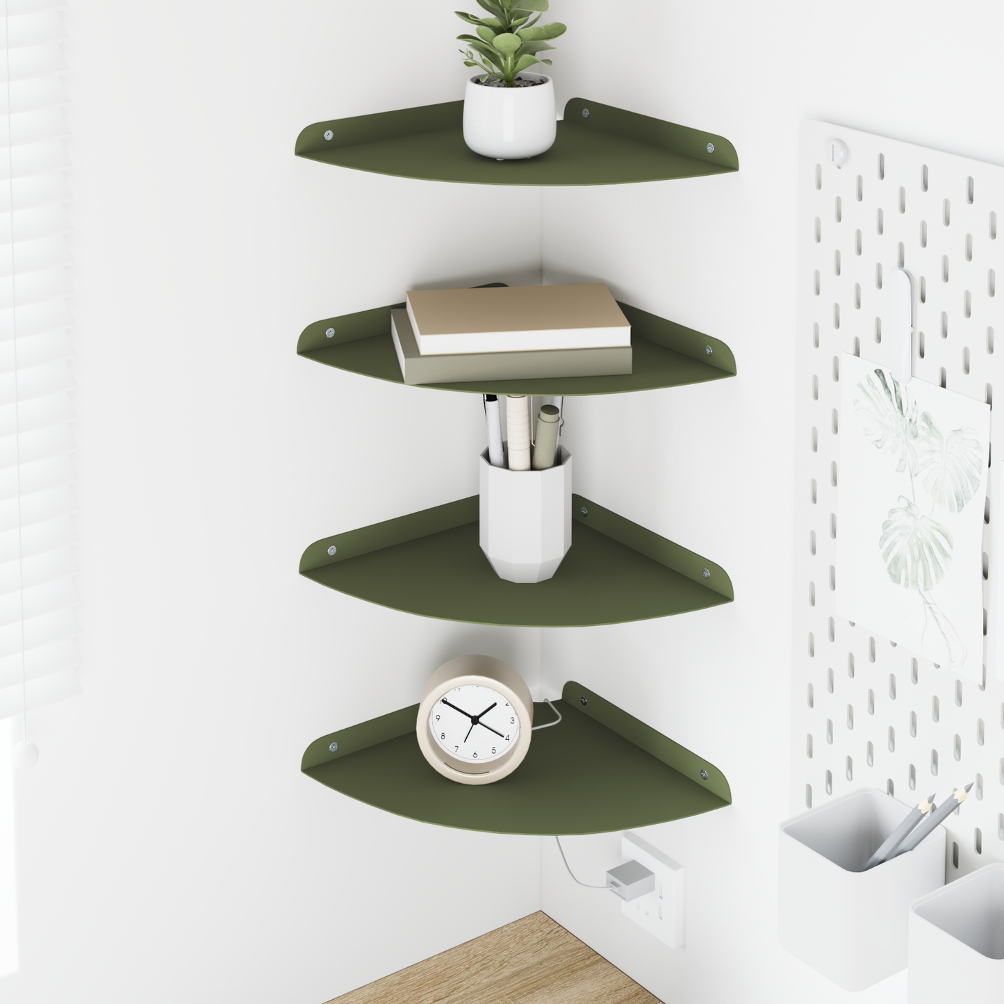Plūduriuojanti lentyna 4 pcs Alyvuogių žalia 24 x 24 x 2 cm