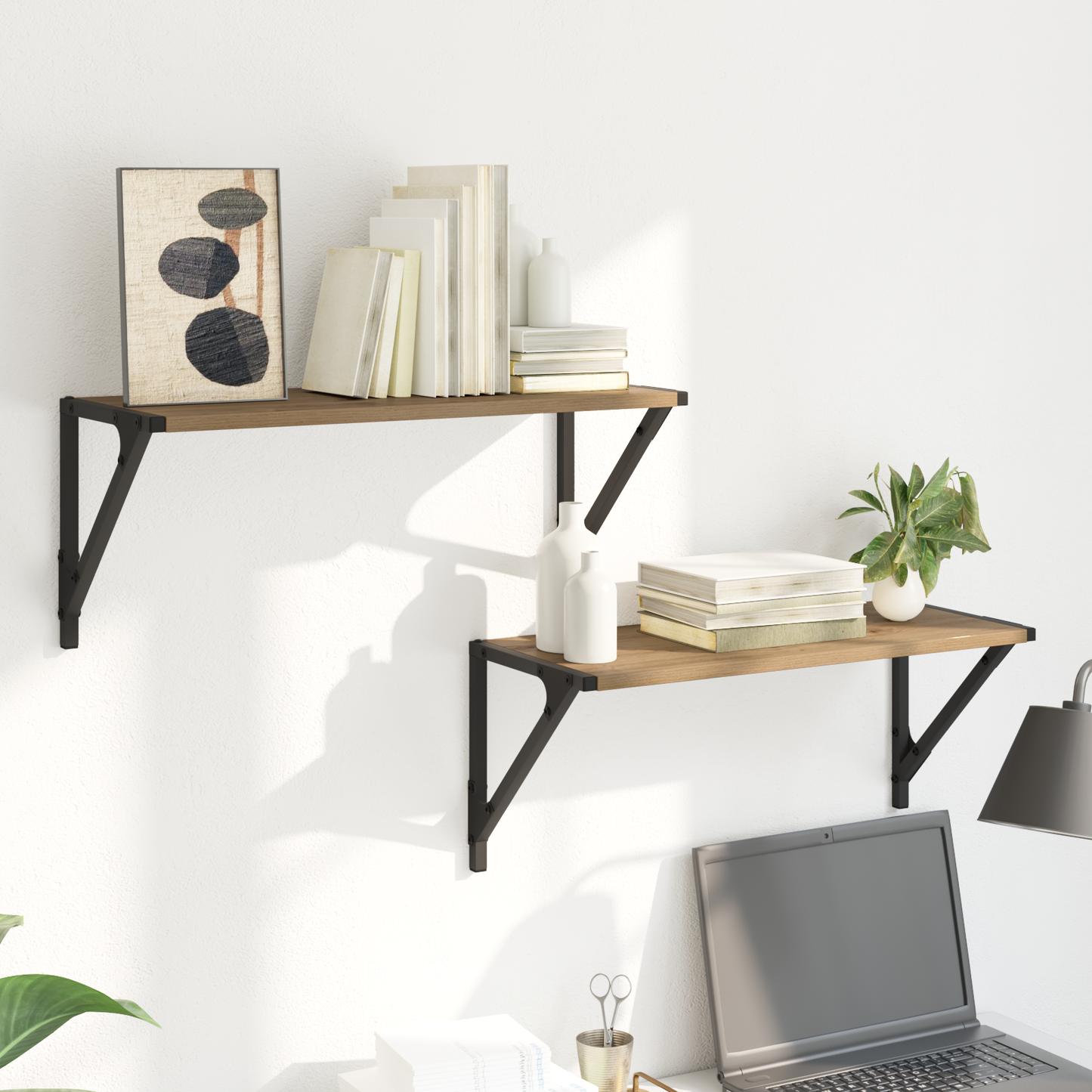 Sieninės lentynos 2 pcs Amatininkų ąžuolas 60 x 25 x 25,5 cm
