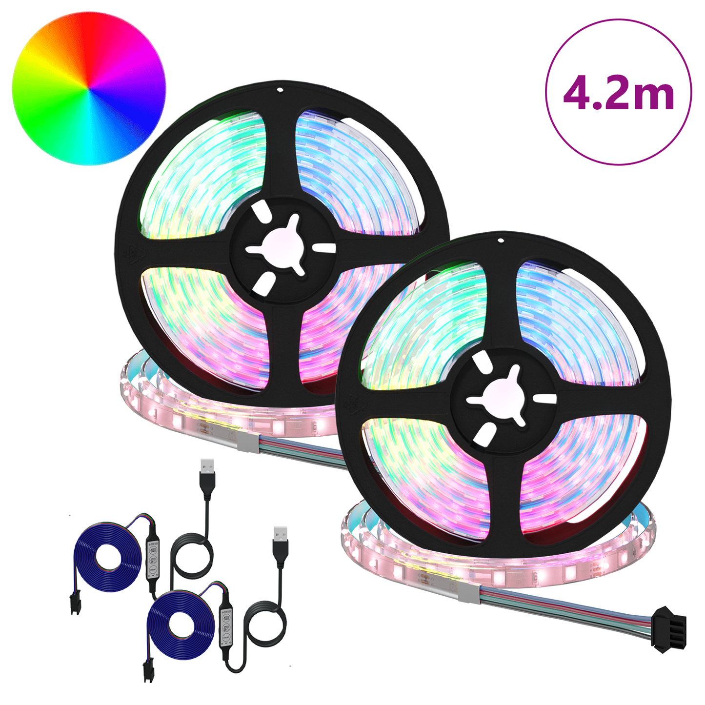 LED juosta 4 pcs Juoda ir permatoma 210 x 0,8 x 0,3 cm