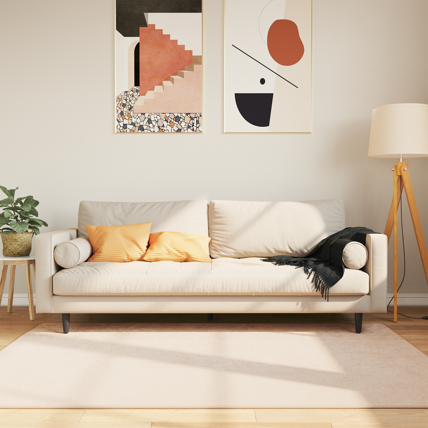 Kilimas Spauda Kreminė 170 x 120 cm Poliesteris ir PVC