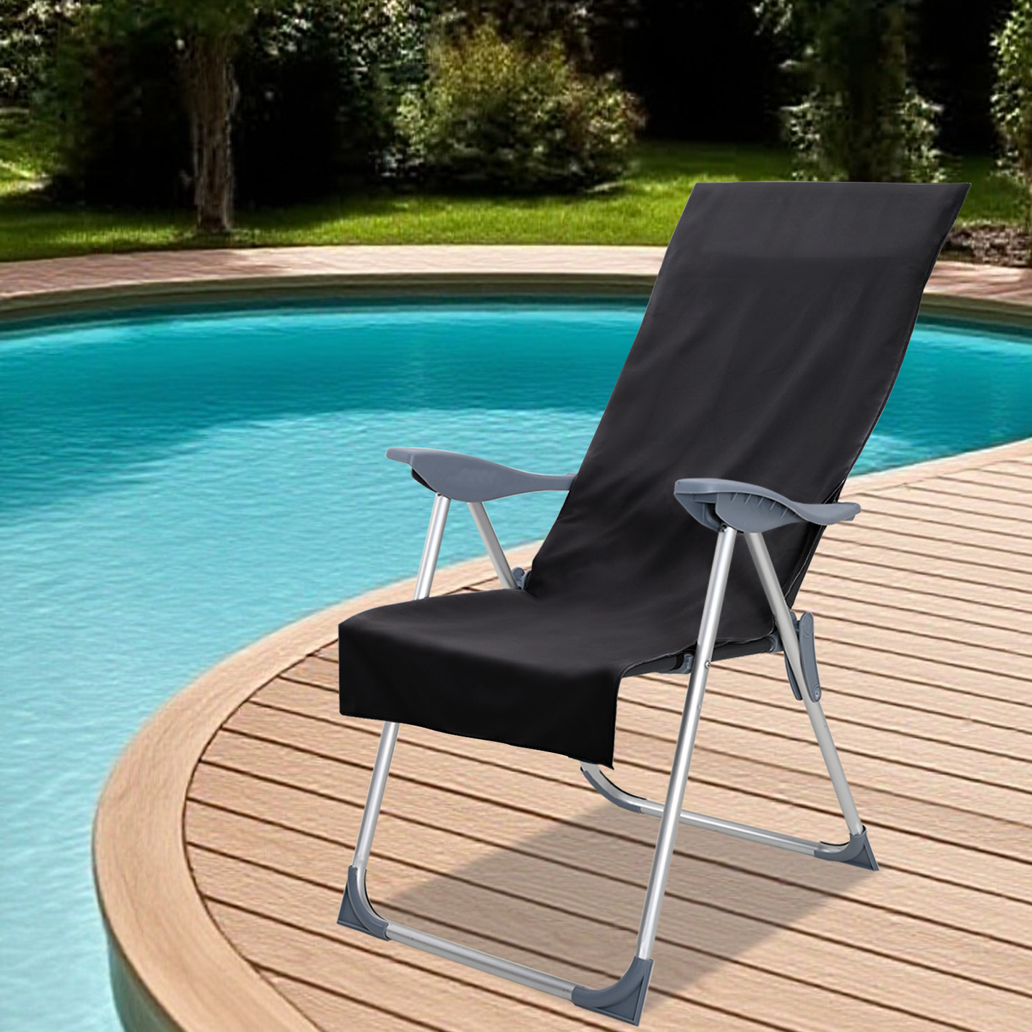 Lauko Kėdžių Rankšluosčiai 2 pcs Juoda 130 x 60 cm