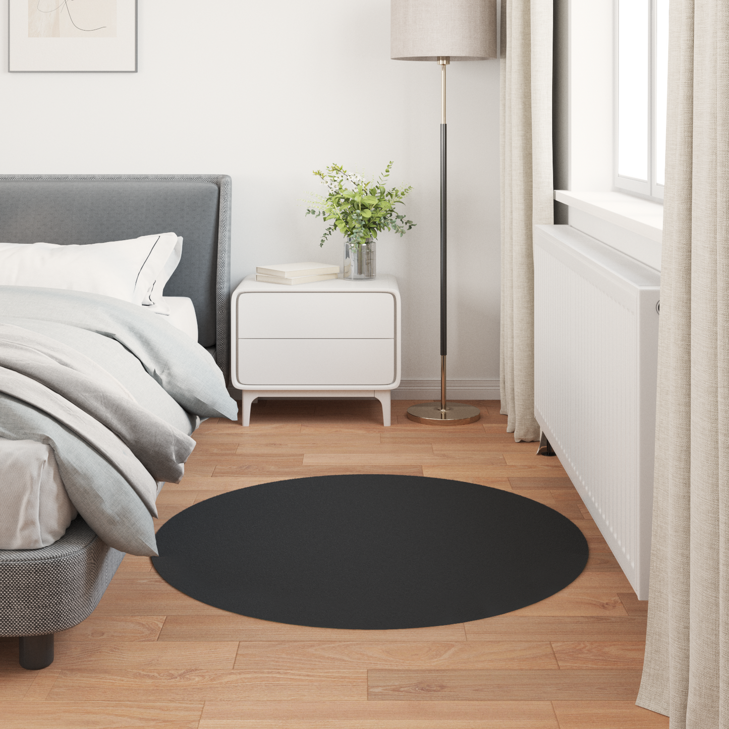 Dirbtinio triušio kailio kilimas Olite Juoda Ø 120 cm