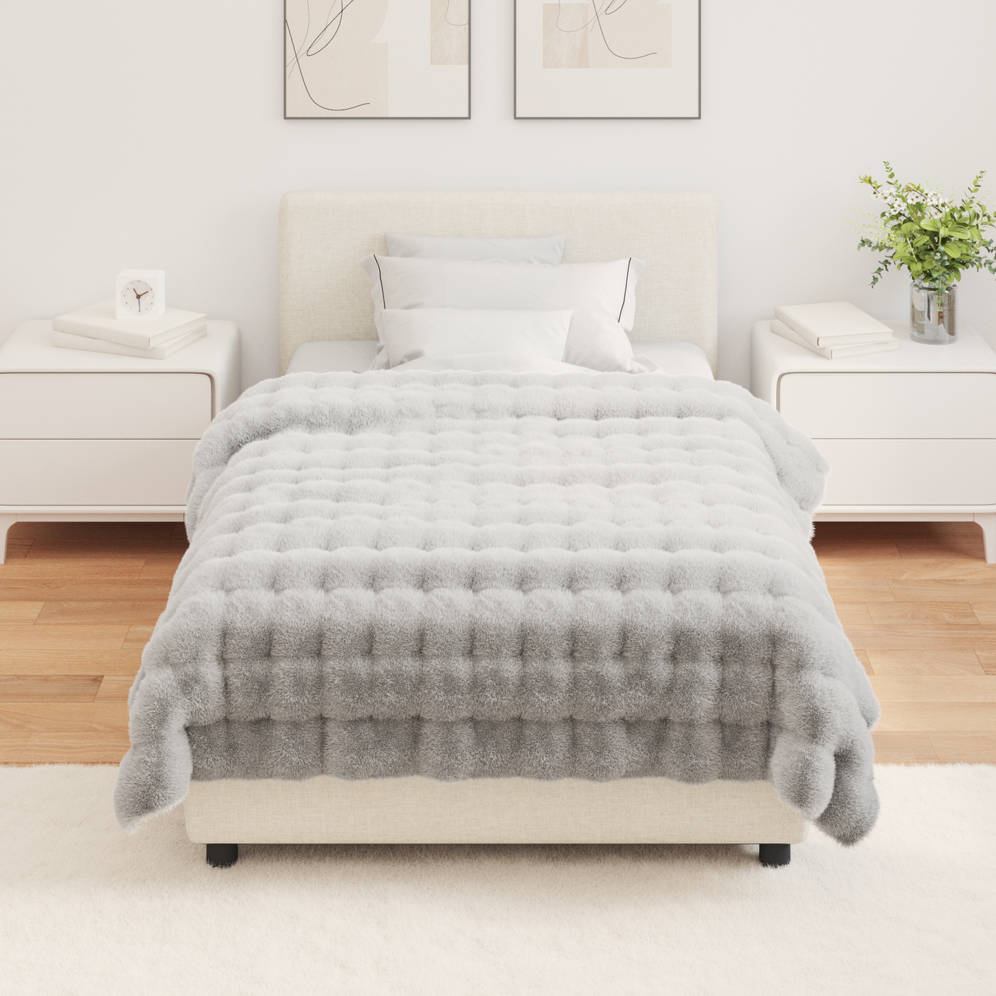 Neslystanti antklodė iš dirbtinio triušio kailio Olite 4 pcs