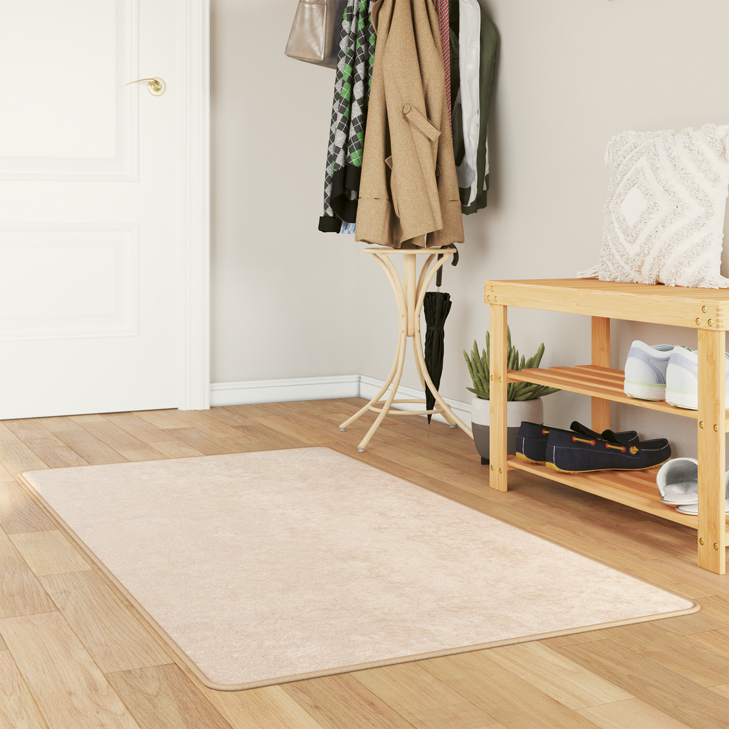 Kilimas Spauda Kreminė 350 x 80 cm Poliesteris ir PVC