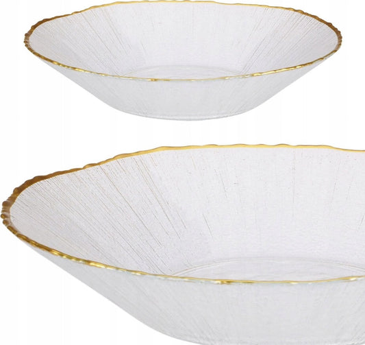 Stiklinė gili lėkštė su auksine apdaila (20 cm)