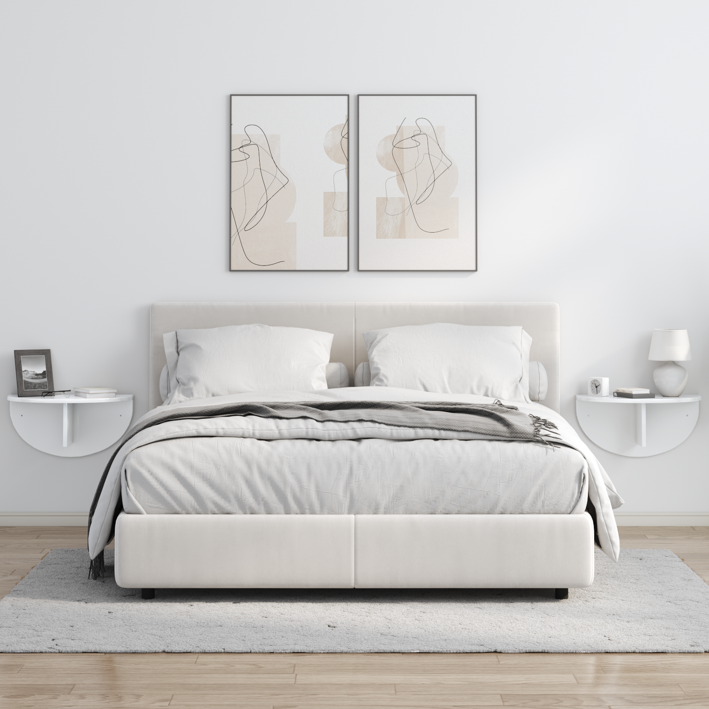Sieninė lentyna 2 pcs Aukštai blizganti balta 38 x 19 x 19 cm
