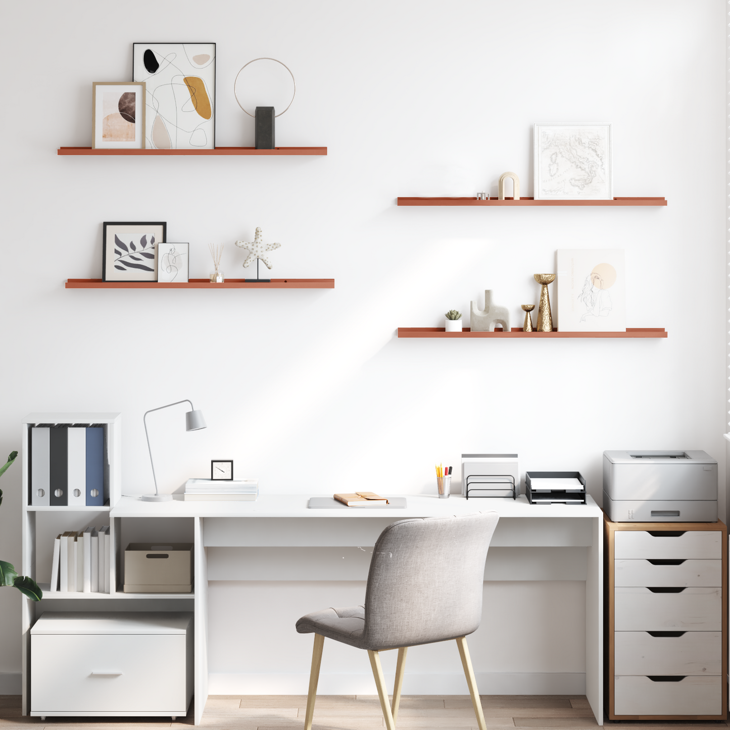 Sieninė lentyna 4 pcs Raudona 100 x 9 x 3 cm Apdirbta mediena