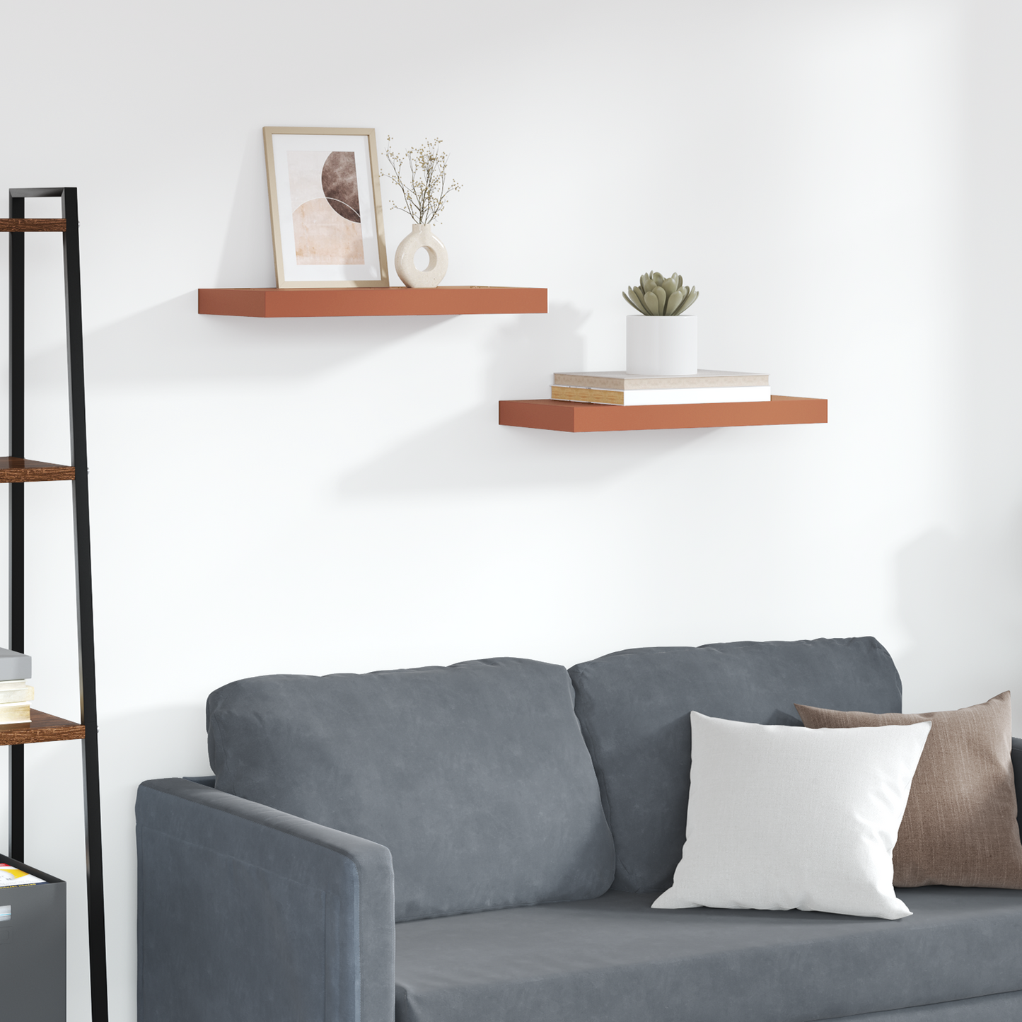 Sieninės lentynos su saugykla 2 pcs Raudona 50 x 23,5 x 4 cm