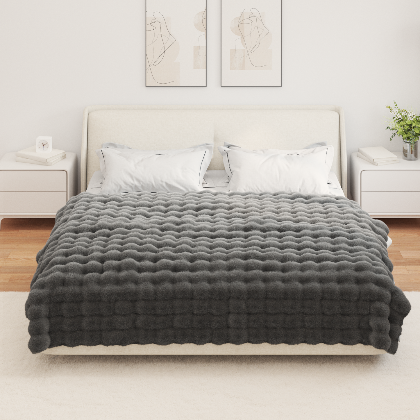 Neslystanti antklodė iš dirbtinio triušio kailio Olite 4 pcs