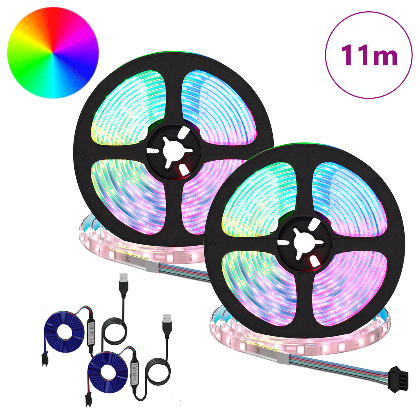 LED juosta 4 pcs Juoda ir permatoma 550 x 0,8 x 0,3 cm