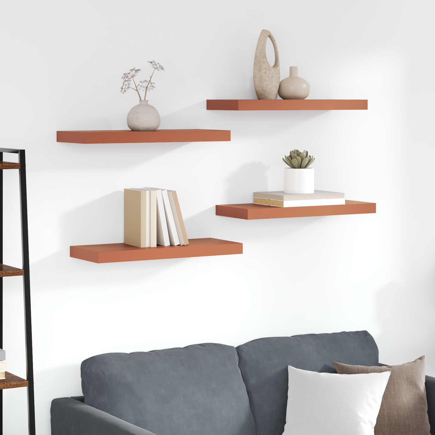 Sieninė lentyna 4 pcs Raudona 60 x 23 x 4 cm Apdirbta mediena