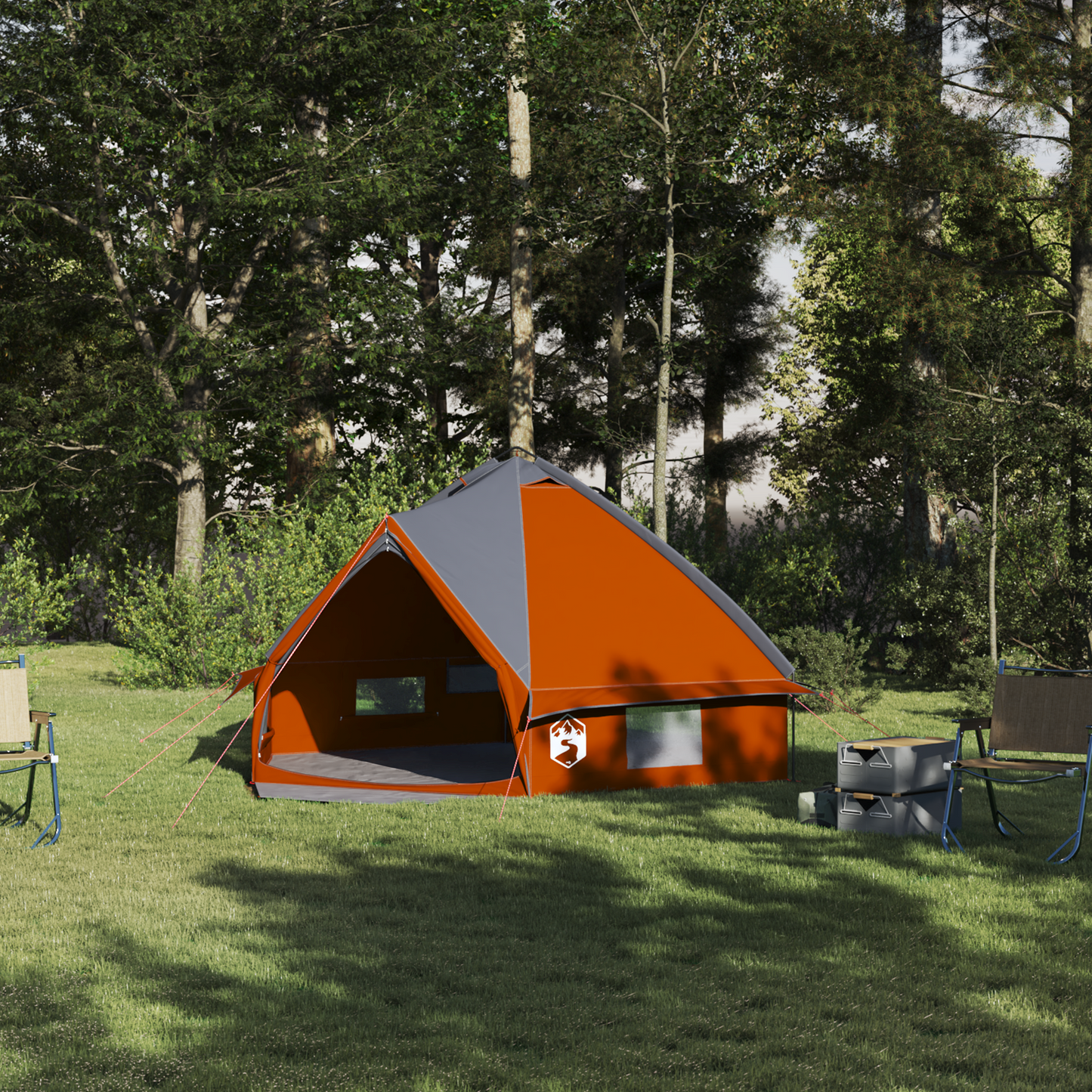 Teepee palapinė su stogu Pilka ir oranžinė 490 x 410 x 210 cm