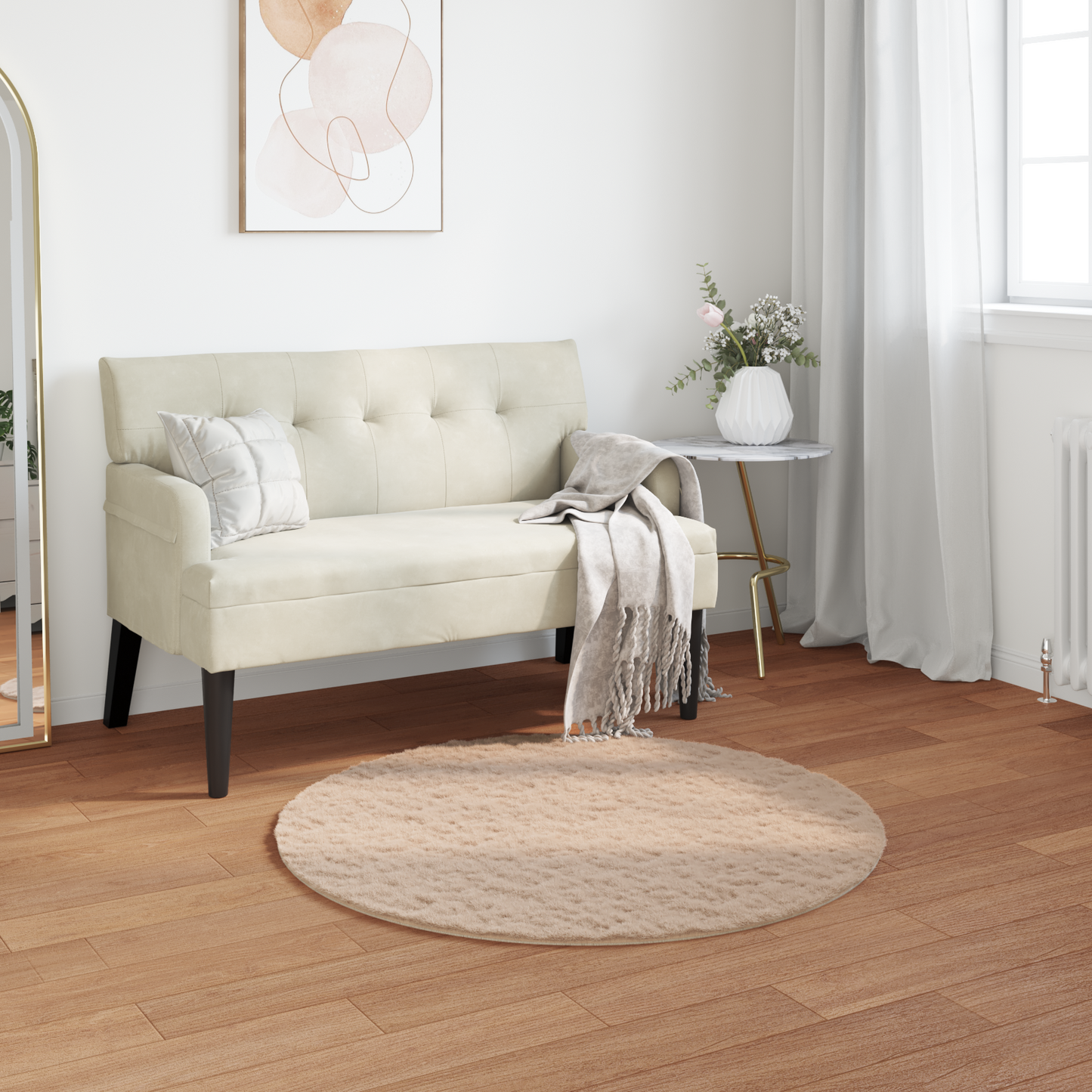 Dirbtinio triušio kailio kilimas Olite Taupe Ø 80 cm
