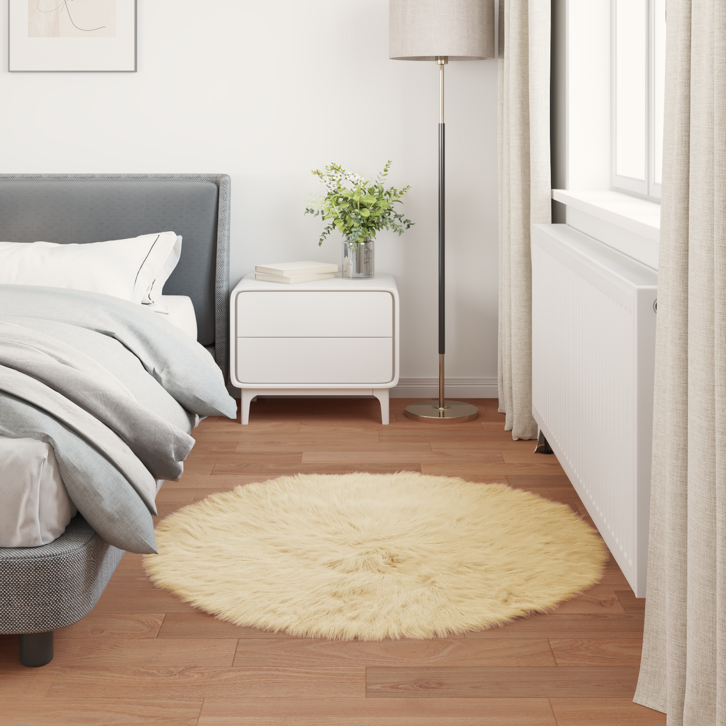 Dirbtinio avikailio kilimas Tafalla Kreminė Ø 120 cm