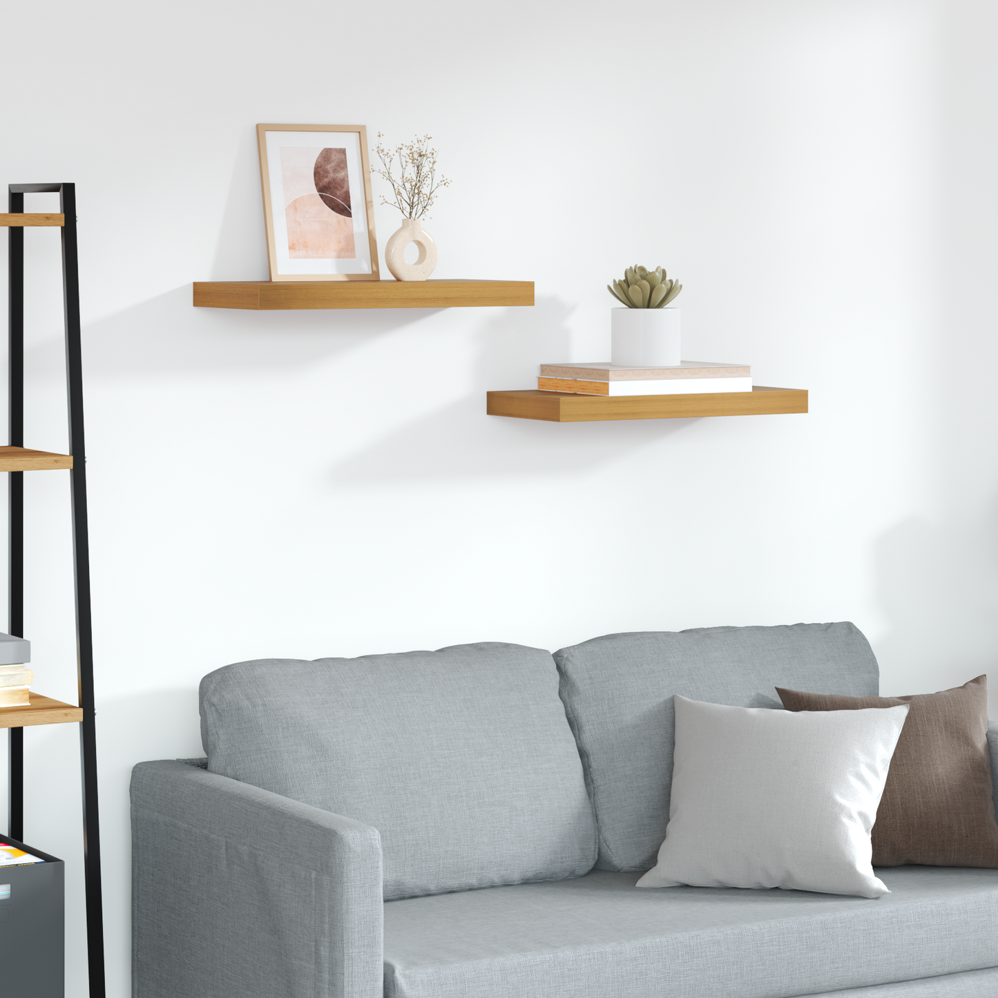 Sieninės lentynos 2 pcs Ruda 50 x 23,5 x 4 cm Apdirbta mediena