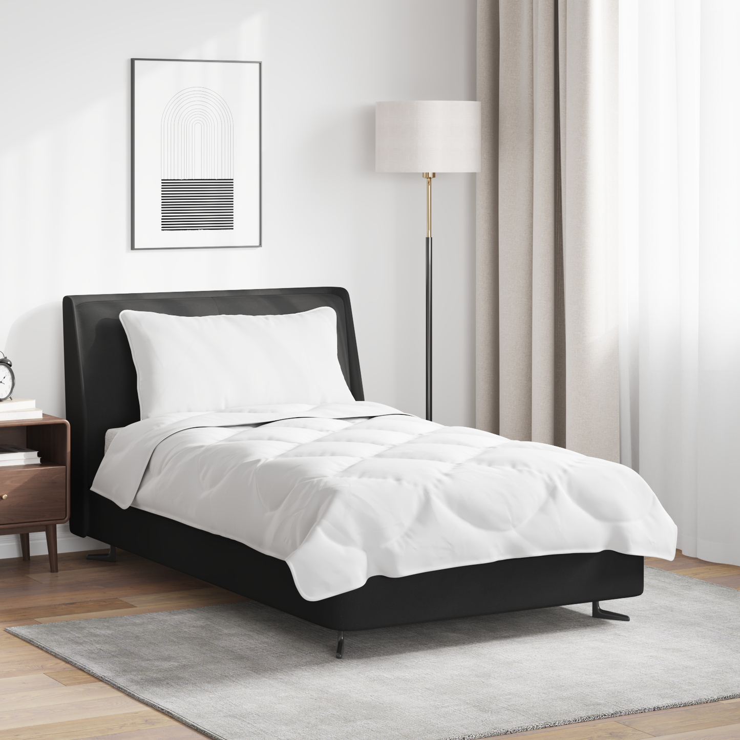 Antklodė su pagalve 2 pcs Balta 135 x 220 cm Mikropluoštas