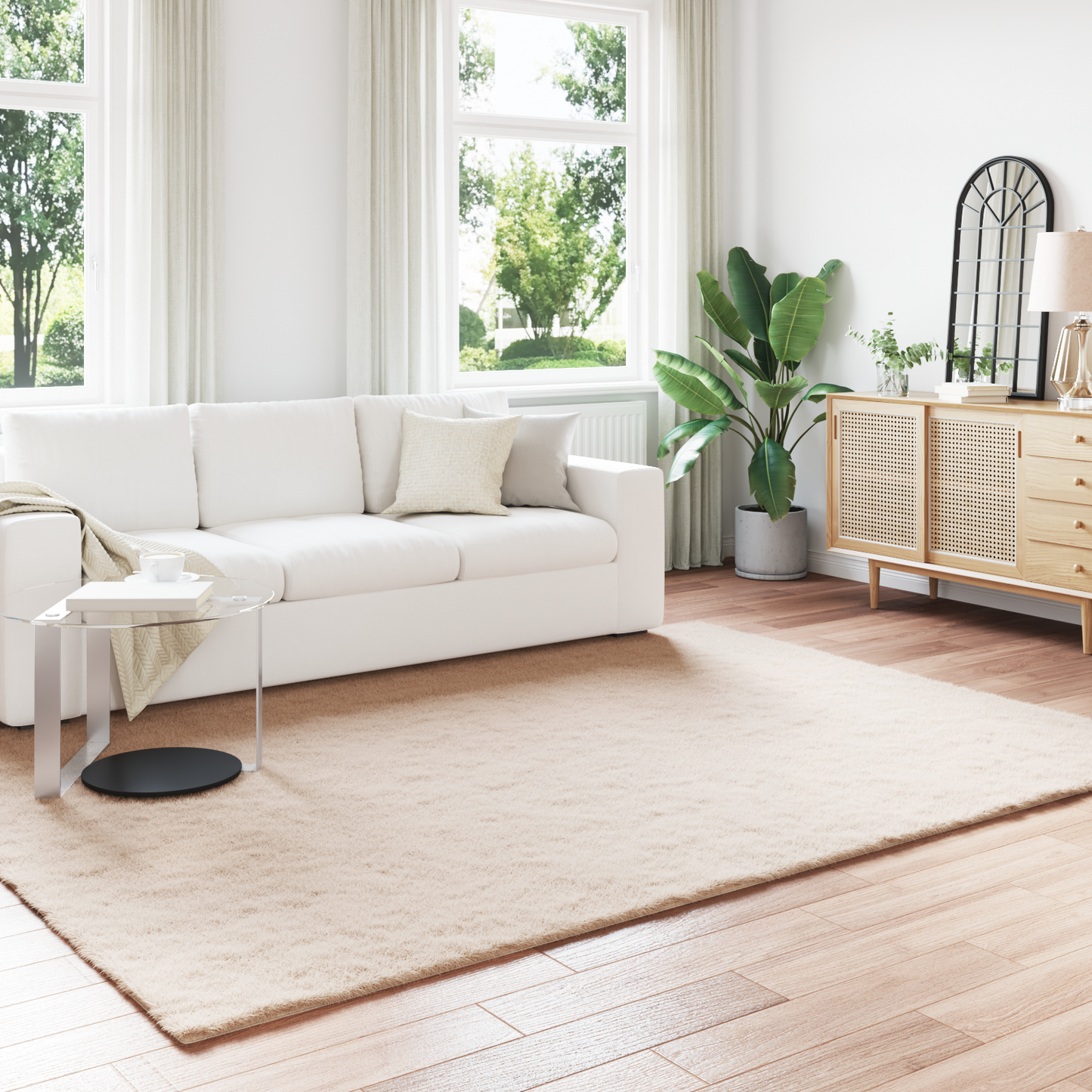 Dirbtinio triušio kailio kilimas Olite Taupe 240 x 340 cm